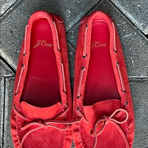 J Crew red suede moccasins - Picture 4 of 11